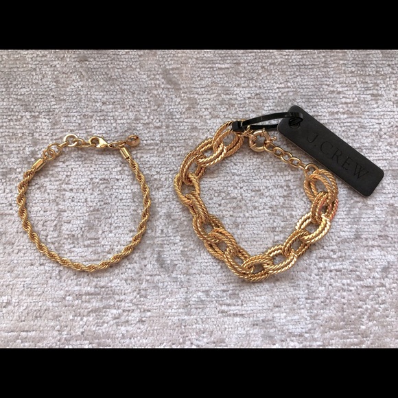 J Crew NWT Beautiful Set of Two Gold Bracelets - Picture 2 of 6